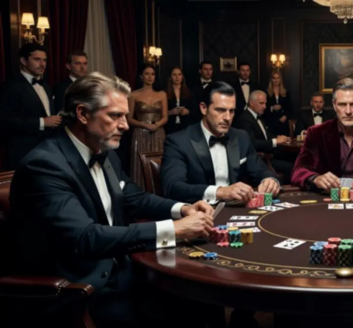 Intenzív élő poker torna akció, játékosok és zsetonok az asztalon