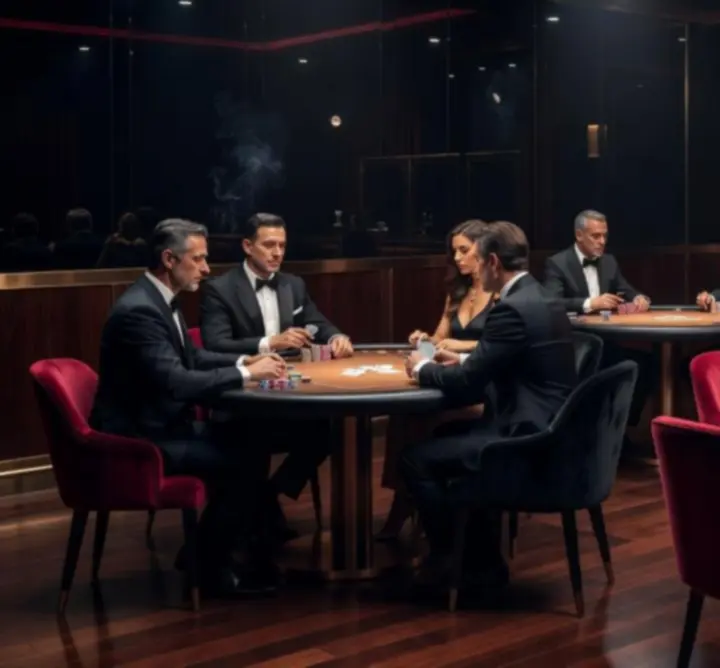 Luxus póker lounge sötét, elegáns enteriőrrel és élő asztali játékkal